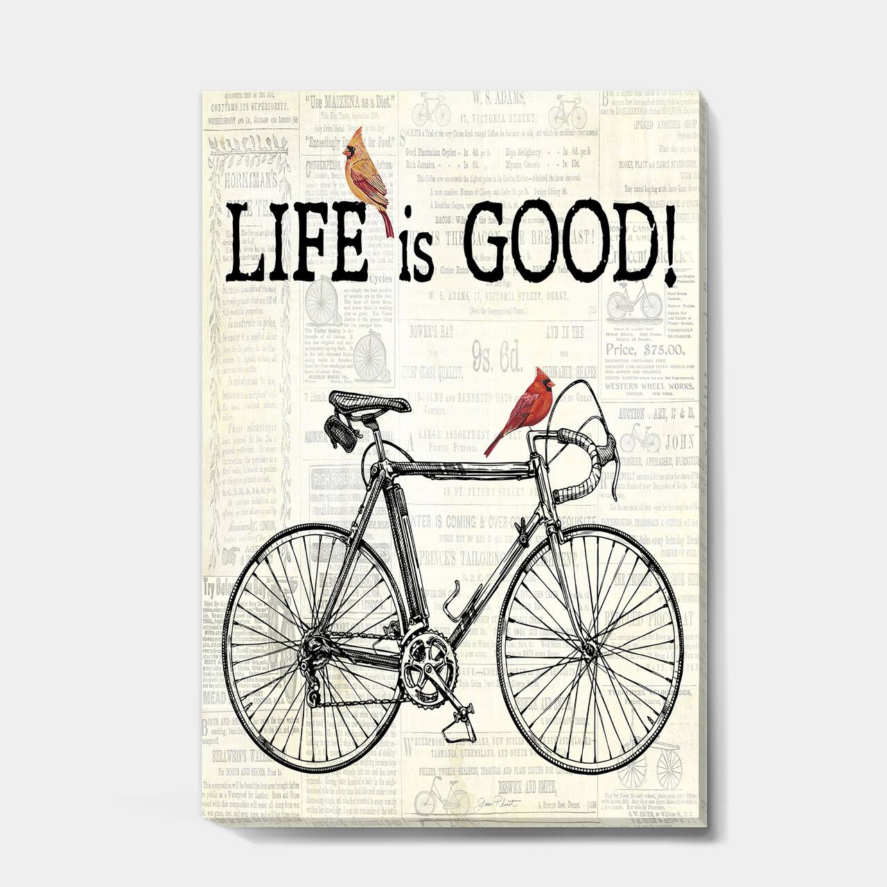 Designart - Bicycle With Cardinals C - Cottage Premium Canvas Wall Art